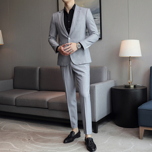 模特图男士西服套装时尚西装二件套新郎结婚礼服LJT7822P240图片