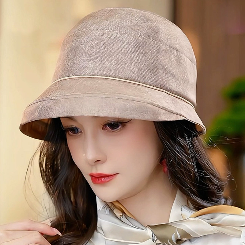夏季帽子女款新款时尚洋气夏天女士渔夫帽女防晒防紫外线女帽真丝