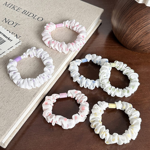 丝光波点细肠圈甜美彩色发绳韩版平扣皮筋奶油皮筋布艺仙气头绳女