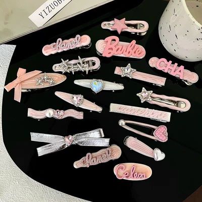 甜酷水钻字母发夹女多巴胺y2k侧边刘海夹轻奢高级感精致百搭发卡