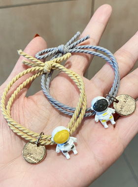 宇航员情侣手链发绳送男朋友  可爱太空人发圈扎头发皮筋发饰头绳