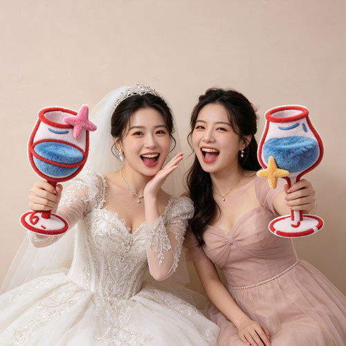 结婚拍照道具婚礼伴娘闺蜜手持杯