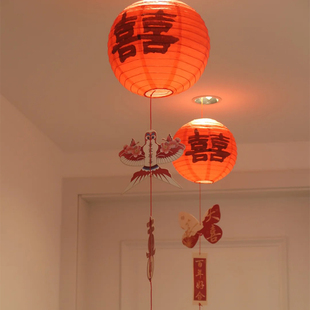 婚房布置结婚客厅喜字吊顶拉花装饰氛围男方女方新房房间屋顶挂饰