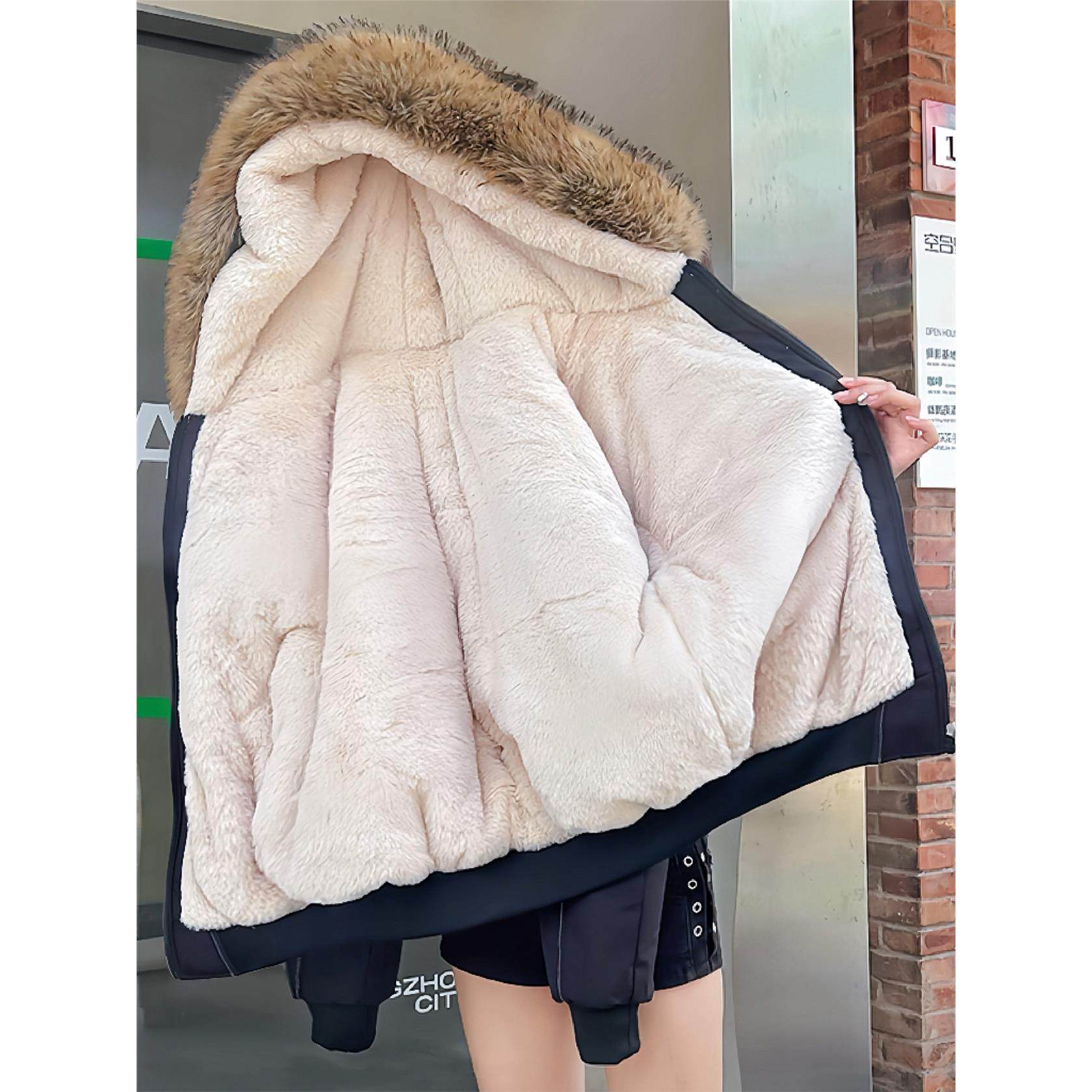 座山雕加绒棉服女2025新款美式覆古派克棉衣大毛领连帽加厚外套潮,个性定制/设计服务/DIY,棉服工装,淘宝优惠券,粉丝福利购,淘宝优惠卷