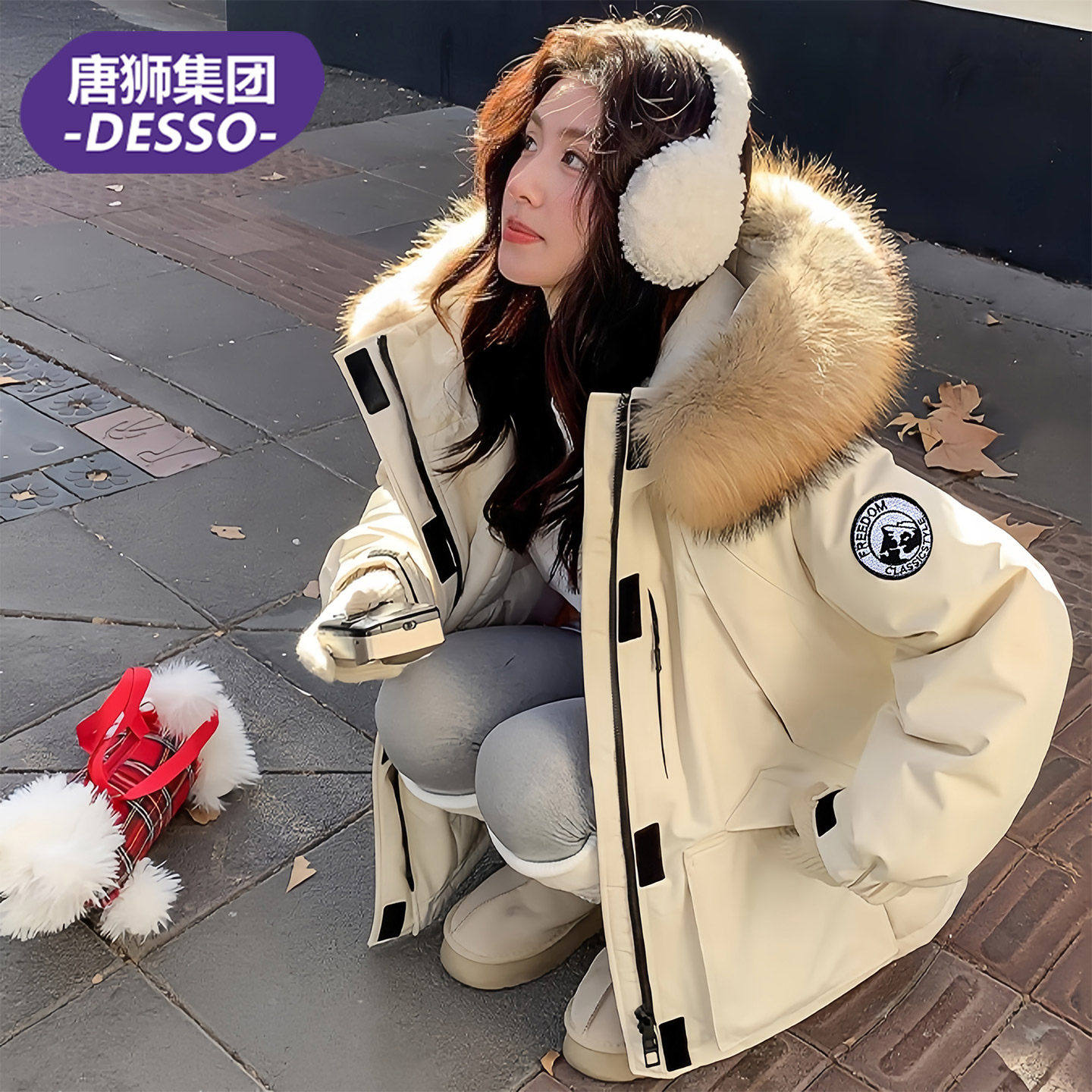 DESSO羽绒棉服女2025冬季新款加厚棉袄巨好看工装派克服冬装外套