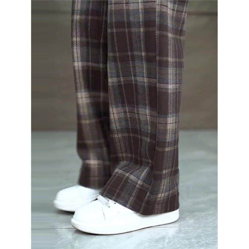 格子裤子女小个子巨好看2025新款松紧腰春秋季休闲百搭窄版阔腿裤,女装/女士精品,大码裤装,淘宝优惠券,粉丝福利购,淘宝优惠卷