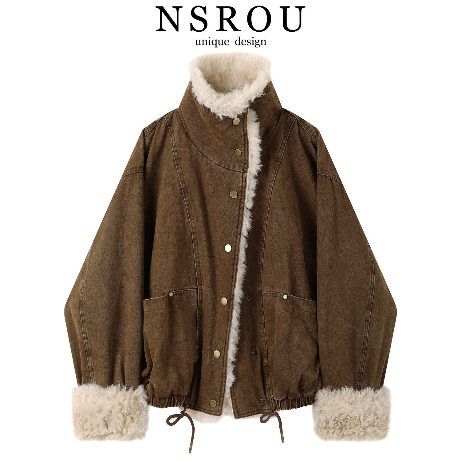 覆古美拉德羊羔毛棉服外套女士冬季加厚立领短款加绒机车飞行夹克,个性定制/设计服务/DIY,棉服工装,淘宝优惠券,粉丝福利购,淘宝优惠卷