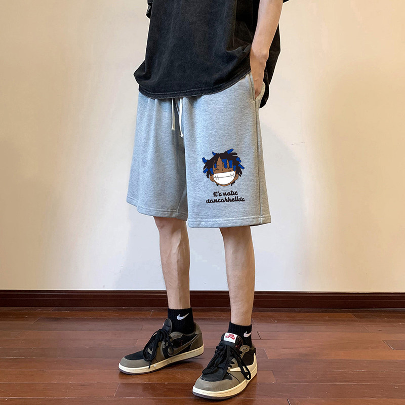 ！22夏季新款宽松大码港风卡通黑人短裤卫裤DK1764-P35控49,男装牛仔裤,星座508（原C305）