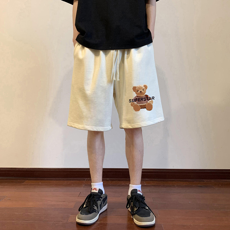！22夏季新款宽松大码港风小熊短裤卫裤DK1705-P35控49,男装牛仔裤,星座508（原C305）