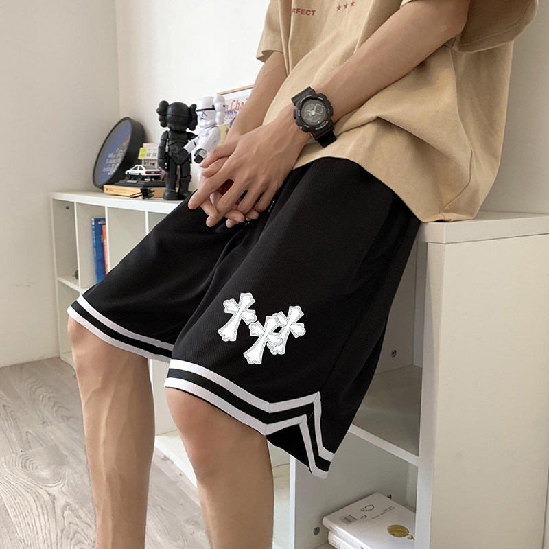 ！22夏季新款宽松大码港风十字图形短裤篮球裤DK1907-P25控39,男装牛仔裤,星座508（原C305）