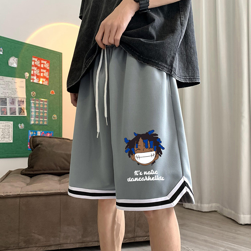 ！22夏季新款宽松大码港风卡通黑人短裤篮球裤DK1964-P25控38,男装牛仔裤,星座508（原C305）