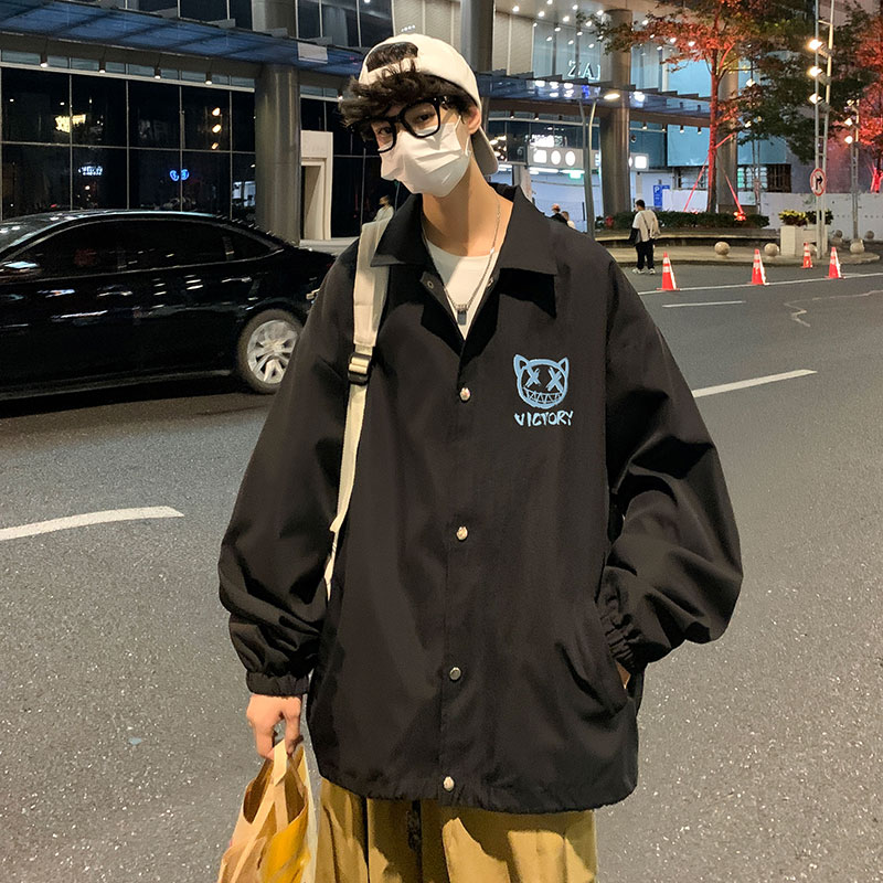 2024秋季新款港风外景鬼脸宽松大码休闲教练夹克男女外套P50-控68,男装夹克,星座508（原C305）