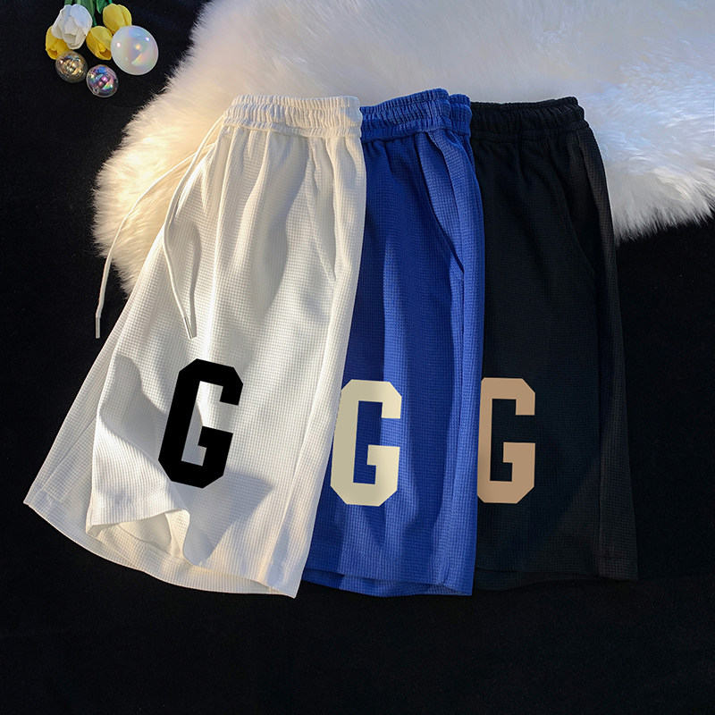 ！22夏季新款宽松大码港风大G华夫格短裤DK1317-P25控39图片