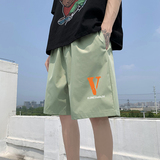！22夏季新款宽松大码港风橙色v短裤冰丝短裤DK1612P20，男装牛仔裤，星座508（原C305）