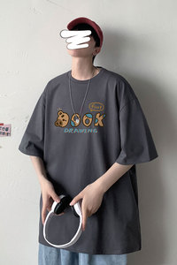 21夏季新款大码几物风oversize字母熊运动短袖纯棉T恤T1919-P22图片