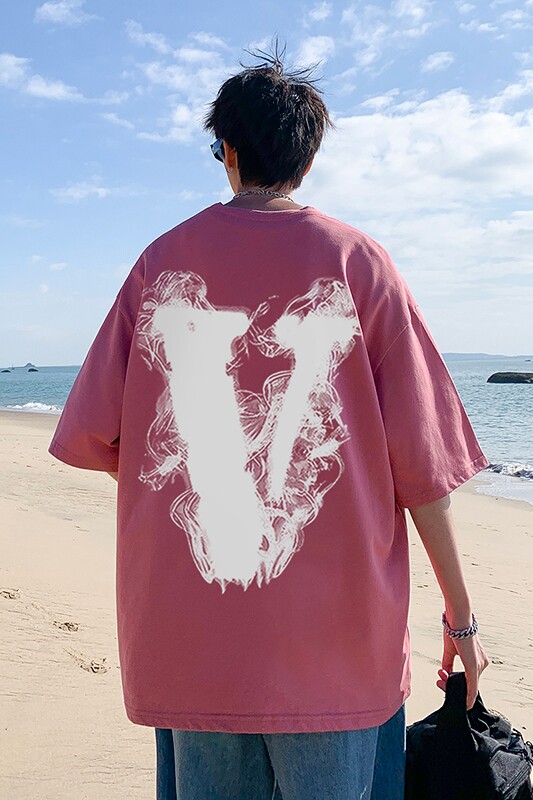 ！22夏季宽松港风大码烟雾大V时差短袖纯棉T恤T132-P30控38,男装T恤,星座508（原C305）