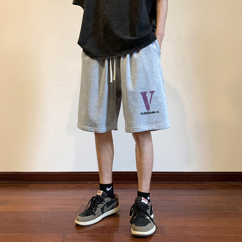 ！22夏季新款宽松大码港风紫色v短裤卫裤DK1711-P35控49,男装牛仔裤,星座508（原C305）