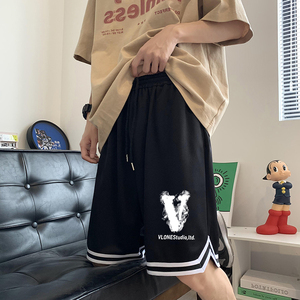 ！22夏季新款宽松大码港风烟雾v短裤篮球裤DK1932-P25控39,高中生穿衣服搭配夏季图片