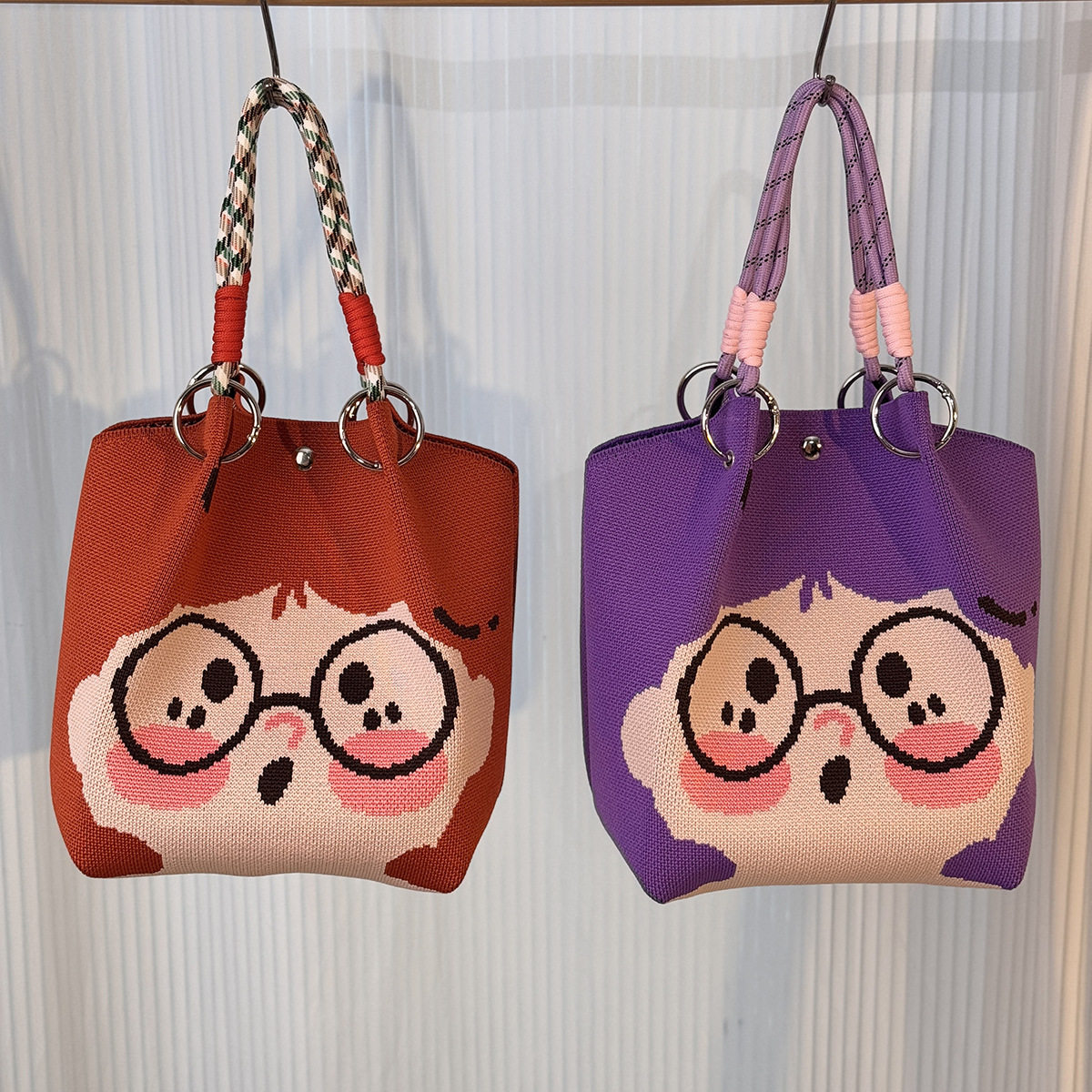 新款日韩针织包手拎包便携上班外出大容量手提袋环扣托特包小方包