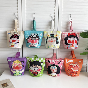 可爱卡通帆布袋伴手礼回礼袋宝宝满月水桶包礼品袋手提小包收纳包