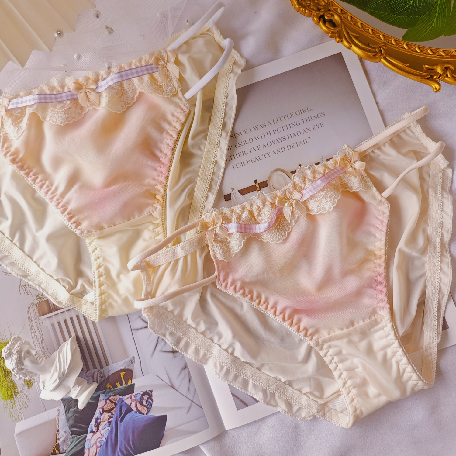 日系冰丝蕾丝少女内裤性感