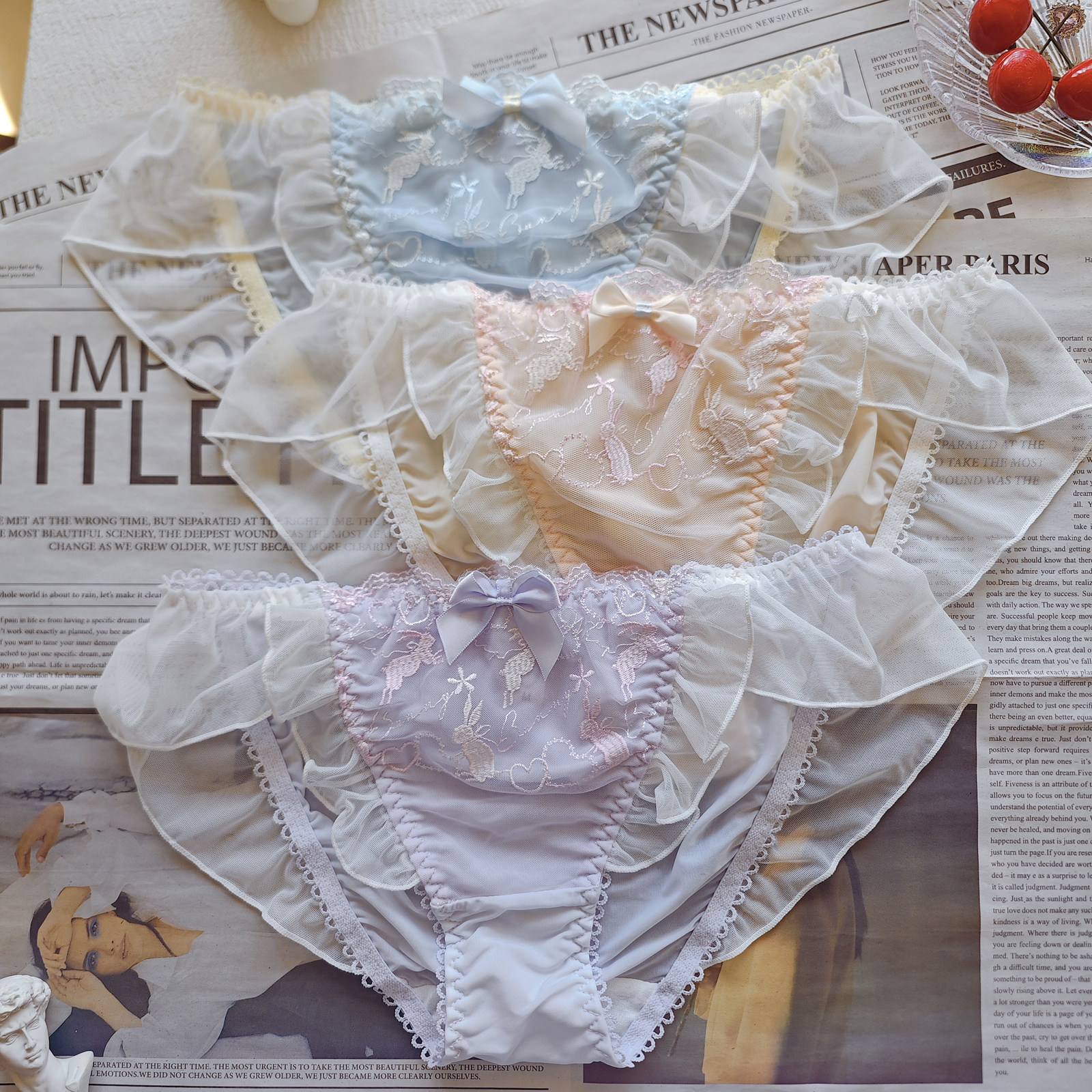 少女の私房浪漫日系少女冰丝内裤兔子爱心拼接刺绣蝴蝶结甜美胖次,女士内衣/男士内衣/家居服,女三角裤,淘宝优惠券,粉丝福利购,淘宝优惠卷