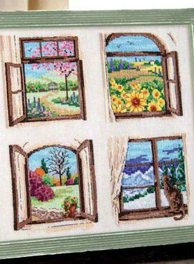 小小鱼DMC绣线十字绣套件 C1470窗外四季 田园季节风景精准印花