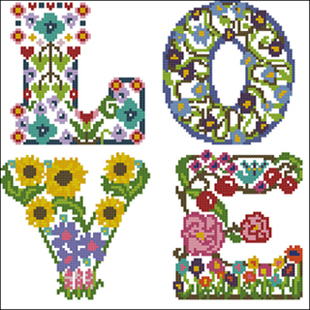 DMC绣线小小鱼十字绣 A1497 LOVE精准印花字母DIY刺绣套件
