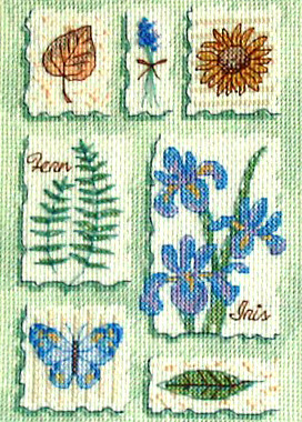 DMC绣线小小鱼十字绣套件 B123花卉抽象拼贴画树叶蝴蝶精准印花