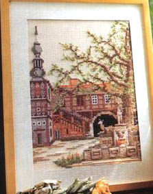 DMC绣线小小鱼C115 风景街道风景唯美古镇餐厅乳白布十字绣套件