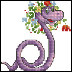 DMC绣线小小鱼十字绣 A1657戴花的小蛇精准印花可爱卡通小图套件