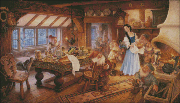 DMC绣线小小鱼E222 人物白雪公主古典油画童话印花印布十字绣套件