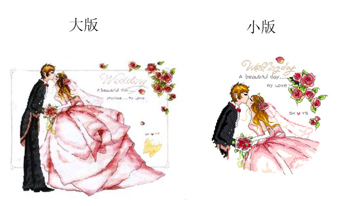 DMC绣线小小鱼十字绣 T265一生一世喜庆婚礼精准印花DIY刺绣套件