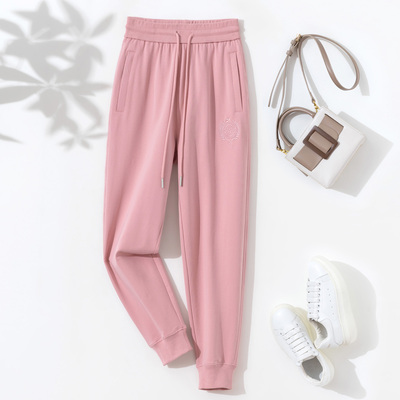2025秋冬新款运动裤女宽松纯棉束脚裤小脚休闲百搭加绒加厚卫裤女