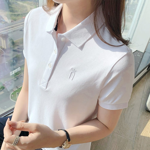 纯棉正肩polo衫短袖t恤女