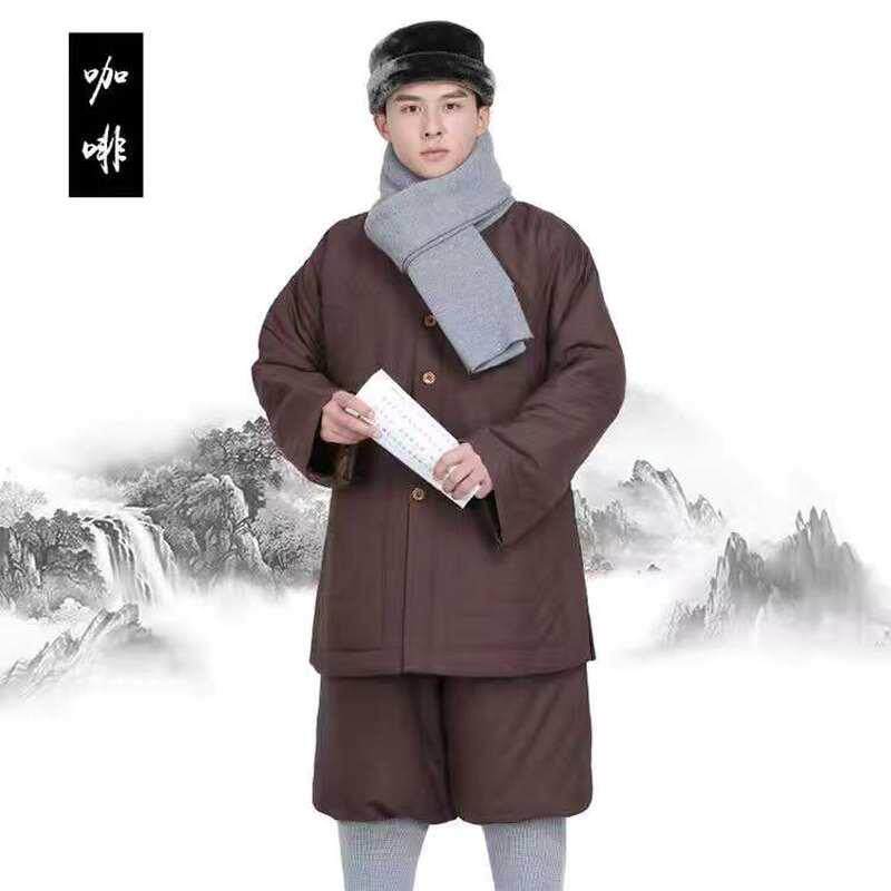 特卖灰色棉僧服短褂套装僧衣棉袄和尚加厚短套男女土黄色小褂