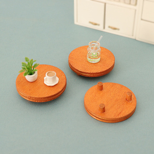 娃娃屋仿真桌子迷你模型矮桌摆件手工diy微缩木桌装饰品场景配件