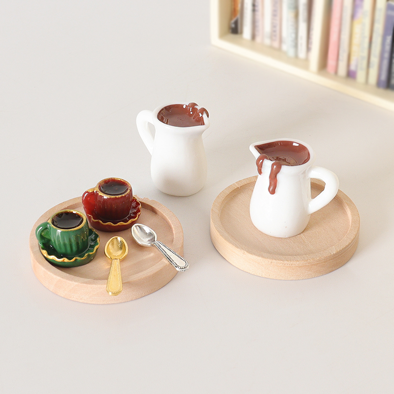 迷你仿真娃娃屋咖啡杯盘模型摆件
