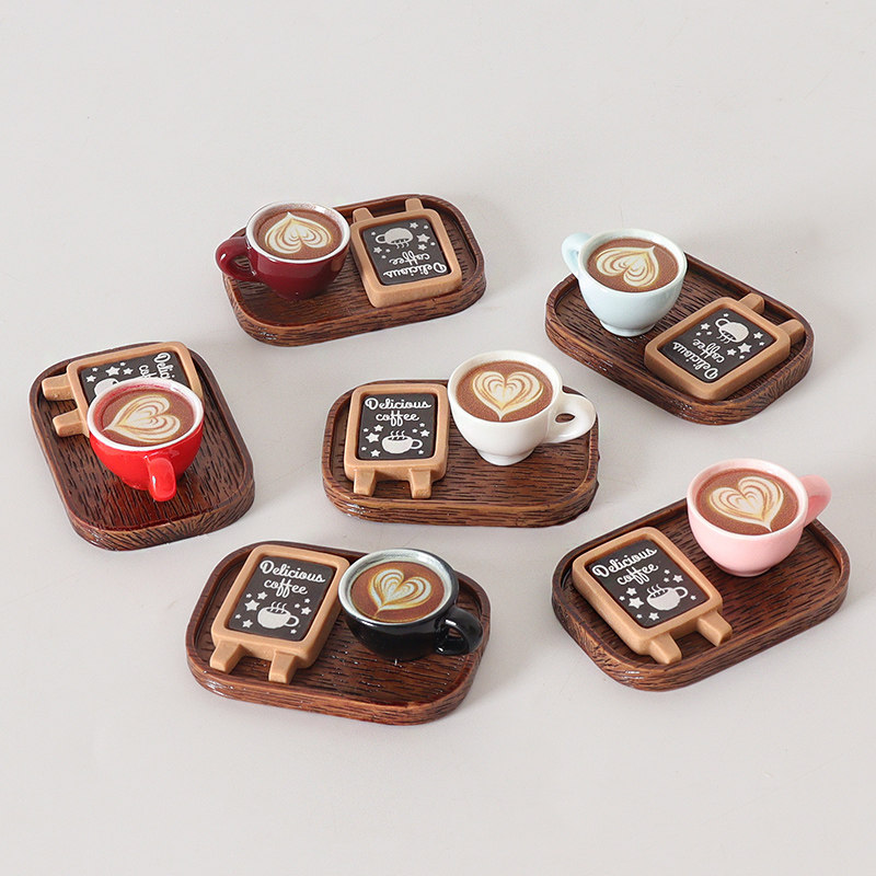 迷你仿真咖啡杯托盘模型摆件装饰