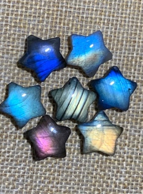 五角星吊坠天然水晶拉长石灰月光