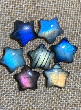 五角星吊坠天然水晶拉长石灰月光