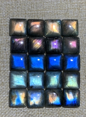 拉长石吊坠裸石方块15饰品菱形搭配手工DIY灰月光紫彩虹蓝黄金绿