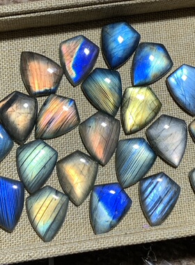 拉长石吊坠饰品菱形34*26方块手工DIY天然灰月光盾牌紫彩蓝黄金绿