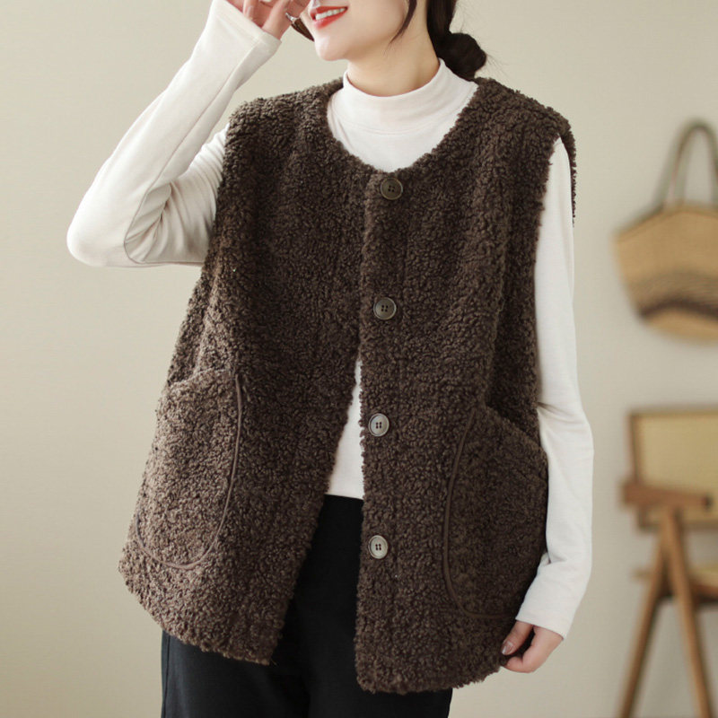 毛绒马甲外套女2025秋冬新款大码加绒加厚妈妈洋气休闲外穿马夹