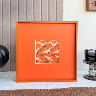 橙色窄边相框橙色装饰画装裱框挂墙卡纸装裱框架铝合金加厚相框