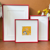 红色铝合金相框空框挂墙窄边画框装 裱带卡纸留白拼图框海报框