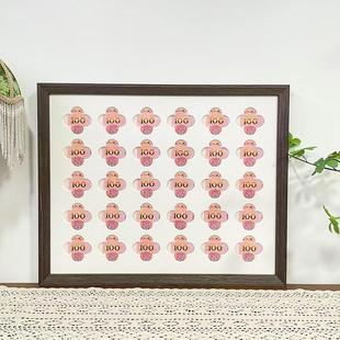 一百元人民币相框100元毛爷爷相框摆台头像送闺蜜仪式感小礼物