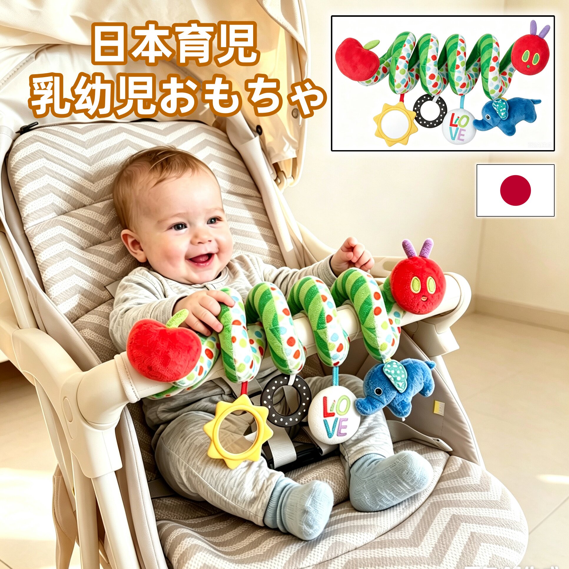 日本婴儿推车手把玩具支架挂件宝宝推车摇铃安全座椅护颈U型枕