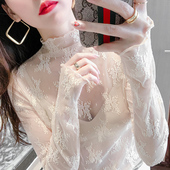 高端纱衣裙子内搭网纱上衣 薄款 半高领蕾丝打底衫 女2025年春秋新款