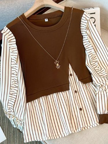 时尚上衣遮肉小衫时尚洋气拼接